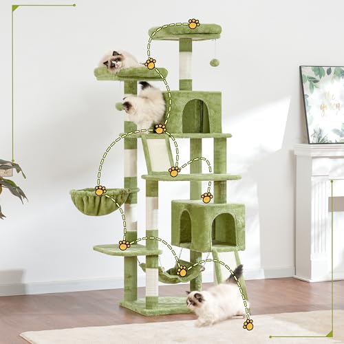 Image of Gitelsnour Cat Tree, 71'' Tower for Large Cat with Scratching Post, GCT032GR