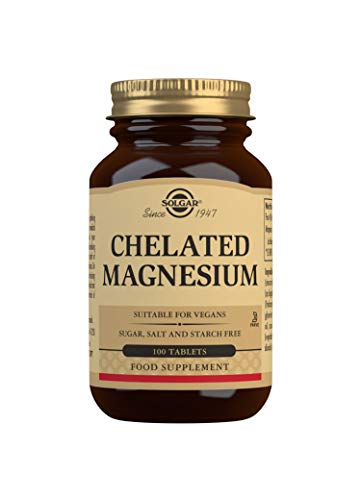Solgar Chelated Magnesium - Supports Muscle and Nervous System - Mind Balance - Energy Release and Reduces Tiredness - Brown, 100 Tablets
