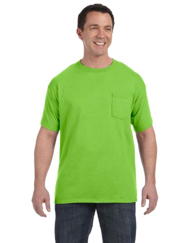 Hanes TAGLESS Pocket T-Shirt,Lime,X-Large
