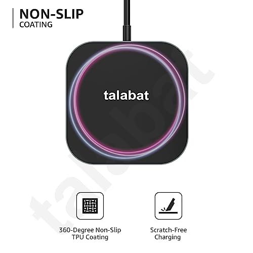 Image of Talabat Wireless Charger, 15W Max Charging Square Pad,Compatible with iPhone 15 Plus Xiaomi 14 Ultra,Galaxy S24 Ultra,One-Plus 12,ROG Phone 8 Pro,Vivo X100 Pro