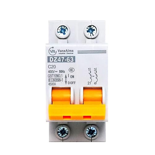 GUOCHENJIE Circuit Breaker 2P AC 400V Solar MCB, miniature circuit breaker for PV system. 6A–63A, built-in DC and leakage protection, waterproof for power distribution panels. Circuit Breakers(32A)