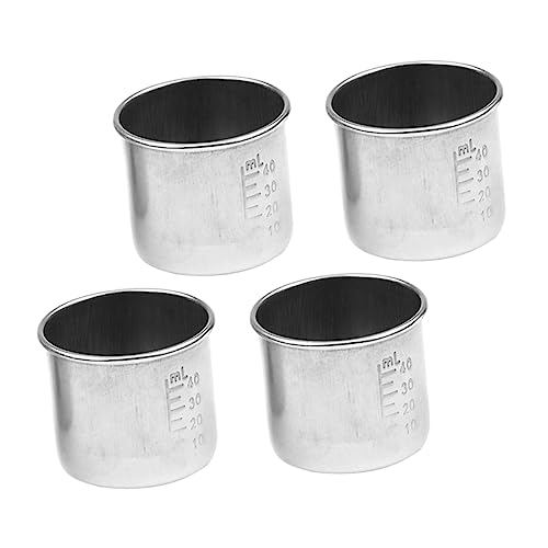 Ipetboom Misurino Dosatore 40ml in Acciaio Inox 304, Bicchiere Graduato Portatile Per Somministrazione Farmaci, Set Da 4 Pezzi Resistente Alla Corrosione e Antiruggine Per Uso Domestico e Laboratorio