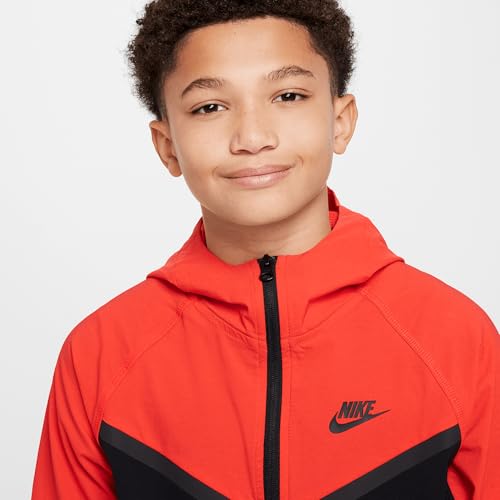 Nike Tech Big Kids' (Boys') Woven Jacket (HQ8911-011, Black/Light Crimson/Black)3
