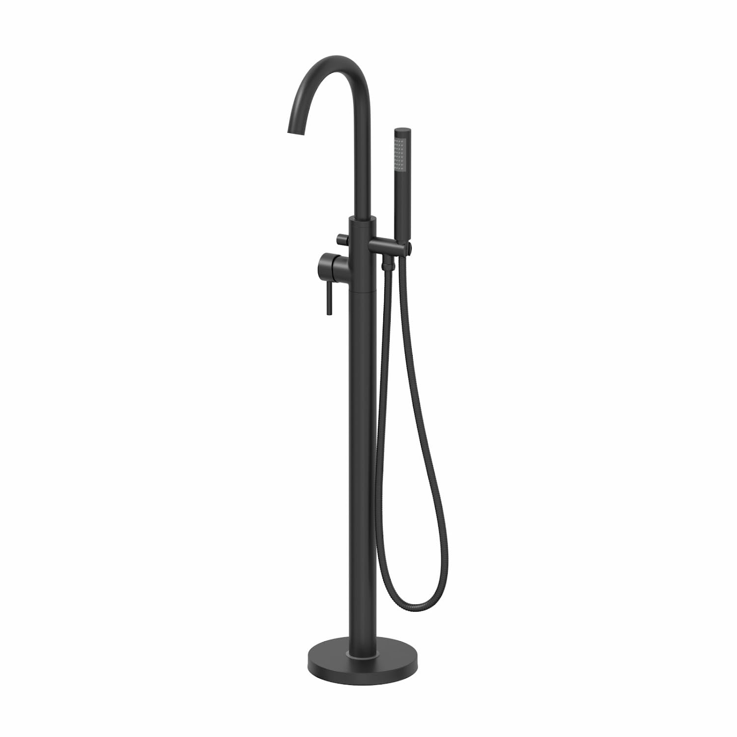 Architeckt Black Architeckt® Cosenza Bathroom Freestanding Bath Shower Mixer Tap Handset Hose Attachment Round Single Lever Handle For Bathtub Modern, Matt