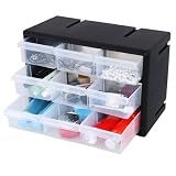 Xeabia Armadietto portaoggetti in plastica con 9 cassetti, per perline, colore nero