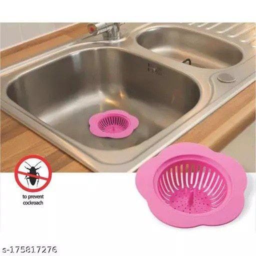Image of Sink Strainer Plastic Sink Strainer Kitchen Easy Clean Sink Drain Filter Basket & Stainless Steel Sink (Plastic)