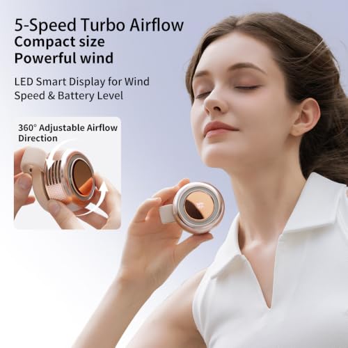 SULVGO Mini Bladeless Clip on Fan with LED Light, 5-Speed Portable Silent Fan for Office, Hospital, Library, Travel, Hiking, Hands-Free Personal Fan for Outdoor, Summer Travel Gift (White) by SULVGO - Used condition - Image 7