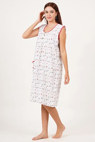 Image of Breezly Woman's Long Short Calf Length Pure Cotton Nighty