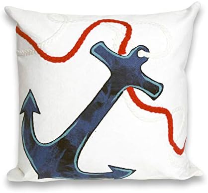 Liora Manne 4144/12 Anchor White Rugs, 20" Square Pillow, Ivory/Cream