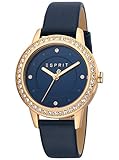  Esprit ES1L163L0055 Harmony Uhr Damenuhr Lederarmband vergoldet Analog blau