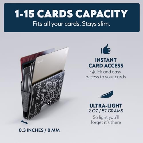 Image of Engraved Aluminum Wallet for Men - Slim Money Clip & Card Holder with Engraved Finish. Enhanced RFID Blocking, Compact, Unique & Minimalist Wallets
