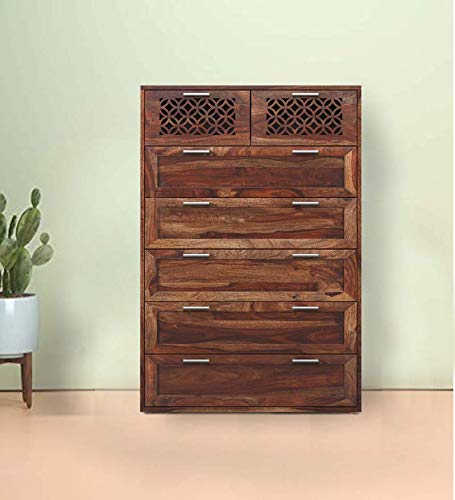 APRODZ Durque Sheesham Wood Chest of Drawer - Provincial Teak Finish…-image-10