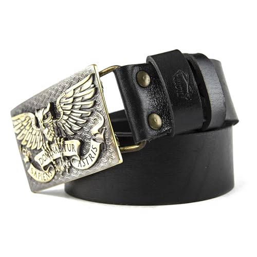 Fighting Eagle Owl belt buckle on leather belt, Wild fighting bird Eagle Owl military solid brass belt buckle on casual leather belt2