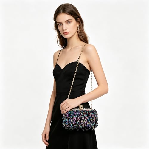 Image of RomanticDesign Women Bling Evening Bag Fashion Embroidered Beaded Sequin Clutch Cocktail Wedding Party Purse