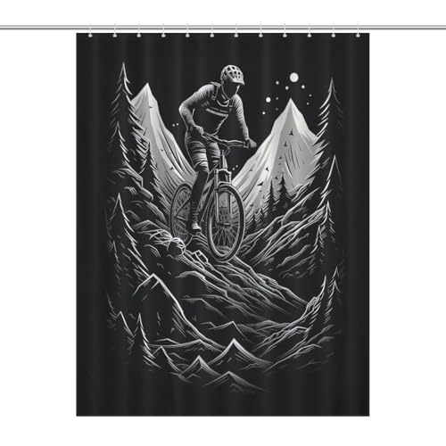 Rideau de douche vélo imperméable et lavable pour baignoire 140x183