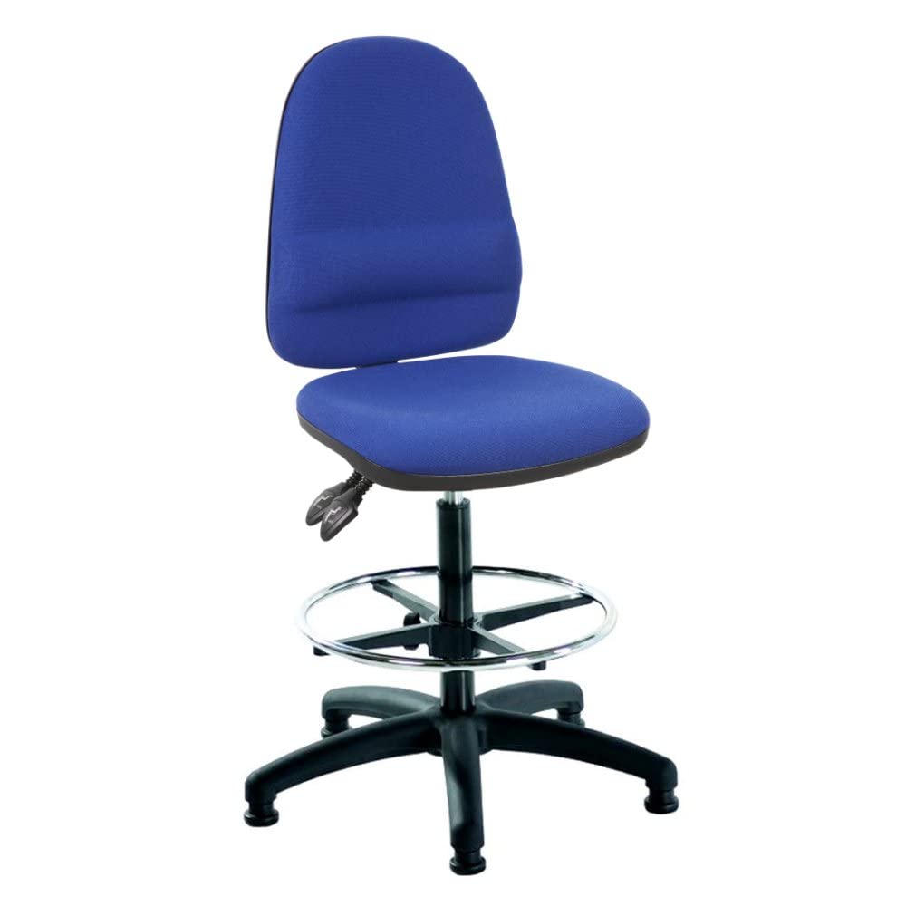 LAB SPACE - Mist 2 Draughtsman Chair Upholstered in Blue Fabric - High Office, Lab, Drafter Chair