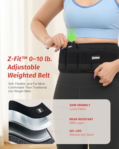 ZELUS Weighted Belt, Z-Fit Adjustable Weighted Belt for Men Women with Removable Silicone Soft Iron Blocks, Waist Adjustable Waistband for Training Walking Yoga - Image 3