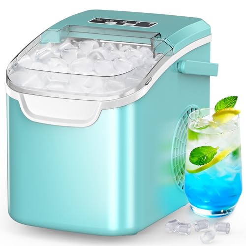 COWSAR Ice Maker Countertop, Portable Ice Machine with Self-Cleaning, 26.5lbs/24Hrs, 9 Bullet Ice Cubes in 6 Mins, Ice Basket and Scoop, Ideal for Home, Kitchen, Bar, Camping