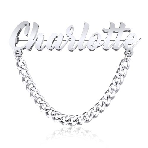 Image of Custom Lapel Pin for Women Men - Name Brooch Pin Personalized Stainless Steel for Wedding Business Party - Gold /Silver /Black Customized Jewelry Gifts