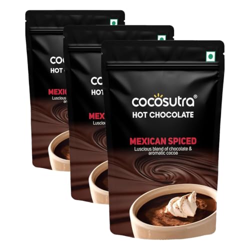 Image of COCOSUTRA Mexican Spiced Hot Chocolate Mix | Enjoy hot or cold | 100 g | Gluten Free Drinking Chocolate Powder | No Preservatives | Ready in 2 Minutes | Serves 5 Cups (Pack of 3)
