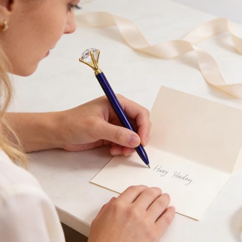 Mikikit 12 Adet Metal Tükenmez Kalem Seti Siyah Mürekkep Kristal Tasarım Kadınlar İçin Düğün Hediyesi Ofis Okul Yazı Malzemeleri - Görsel 7