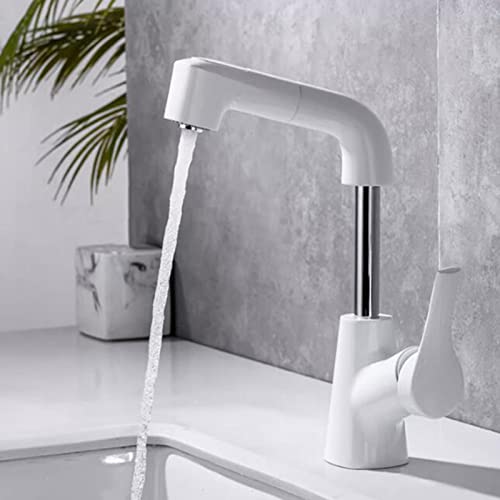 Robinet de lavabo en laiton blanc chic et durable avec douchette - 4