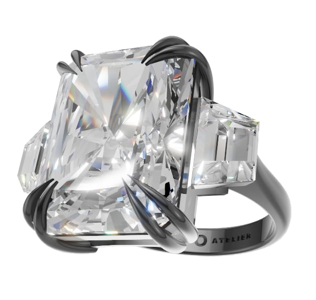 Bague KARAN homme femme - Anneau Gun Metals blanc taille 8 tendance