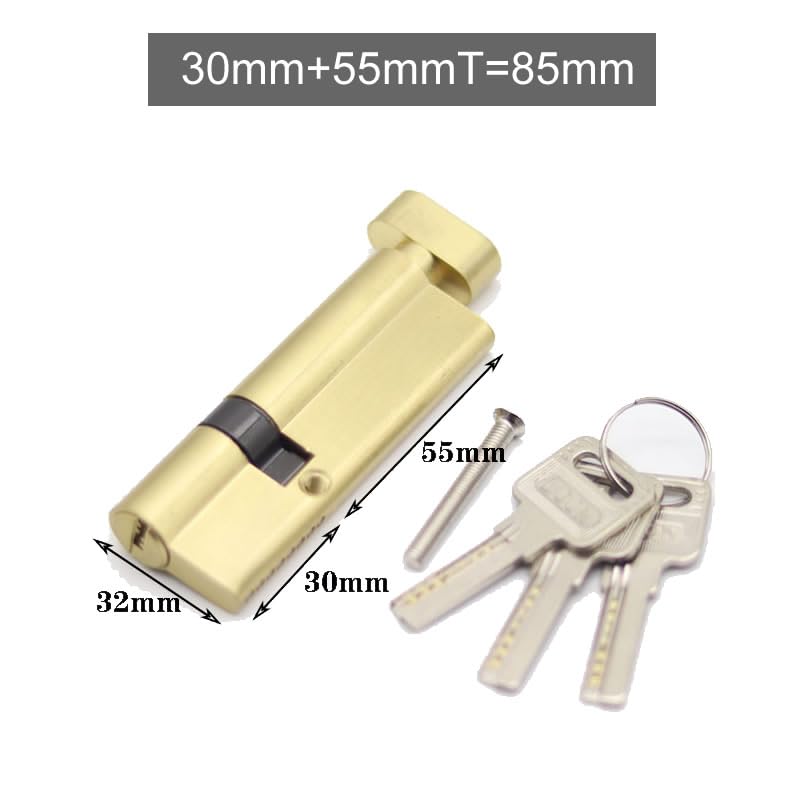 SchließZylinder Schließzylinder mit 3 Schlüsseln, Höhe 32 mm, Länge 50 mm bis 85 mm, for Türen aus Aluminiumlegierung, Diebstahlschutz, exzentrischer Schließzylinder Zylinderschloss(30x55T)