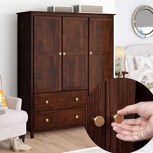 Nokwocy 6 Stück Runde Schrankknöpfe,Schrankgriffe Gold,Möbelknöpfe Matt,Knöpfe für Schränke mit zwölf Schrauben und einem Schraubendreher,Goldene Knöpfe Griffe,Knauf für Schrank