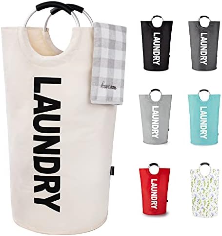 Caroeas 95L Pro Large Laundry Basket (13 Colors), Waterproof Laundry Hamper, Laundry Bag with Padded Handles, Clothes Hamper Stands Up Well, Collapsible Laundry Basket Easy Storage(Beige)