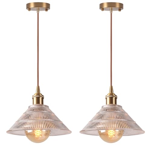 LIGKIN 2 Piezas Lámparas Colgantes Vidrio