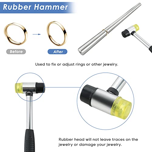 Flkqc Ring Mandrel Sizer Tool With Metal Mandrel Finger Sizing Measuring Stick And Ring Sizer Guage Of 27 Pcs Circle Models Jewelry Sizer Tool And Rubber Jewelers Hammer #TOP3