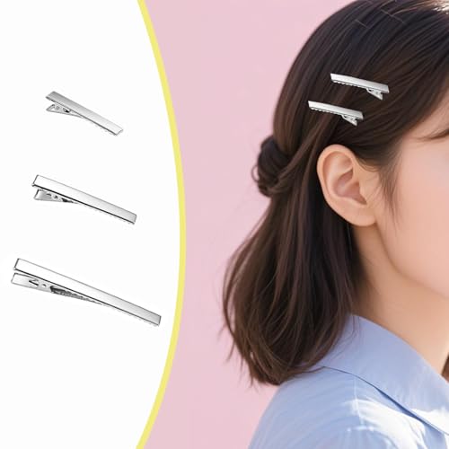 Set de 100 clips metálicos para cabello en 3 tamaños plateados miniatura 6