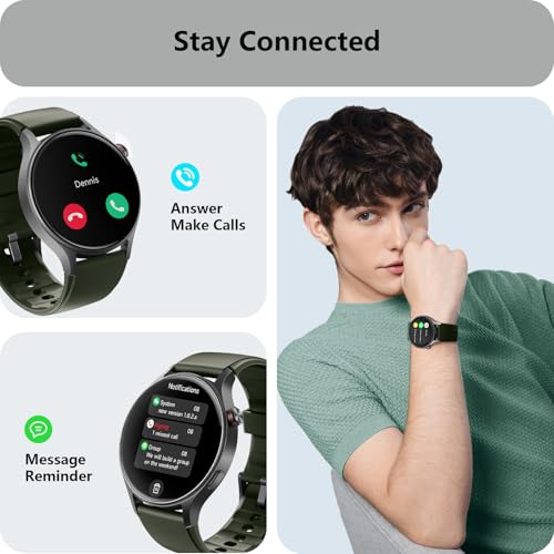 Image of Smart Watch for Men Women, Answer /Make Call, AMOLED Ultra-Clear Screen Activity Trackers with Heart Rate /Sleep /SpO2 Monitor, Smartwatch for iPhone /Samsung /Android, 110+ Sport Modes, 3ATM Waterproof