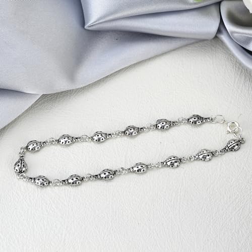 Cute and Charming Ladybug .925 Sterling Silver Link Bracelet2