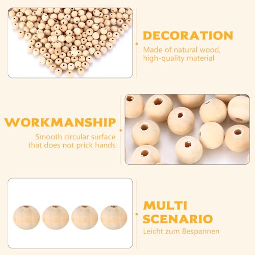 ywchoshe 700 Pcs 10mm Natural Round Wood Beads for Crafting DIY Jewellery Making, Decorations, Macrame Beads - Image 4