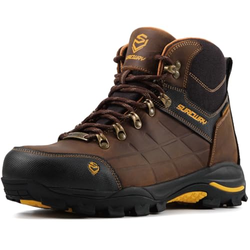 Image of SUREWAY Men's Waterproof Steel /Soft Toe 6 inch Work Boot, Slip Resistant Leather Ankle Safety Boot for Construction,Roofing & Hunting,Comfort & Durability