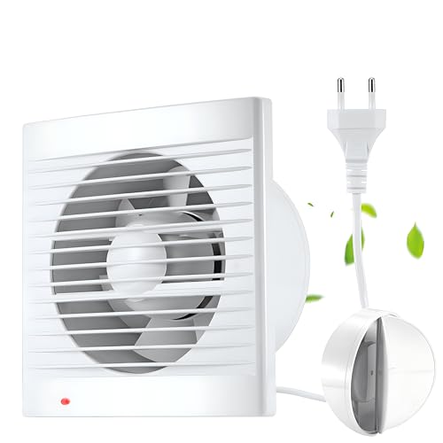 Moonjor Aspiratore Bagno 150mm, 320 m³/h Griglie Ventilatore da Bagno con Deflettore di Riflusso, Cavo di Alimentazione UE da 1m per Bagno, WC, Garage