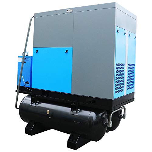 Hpdavv Rotary Screw Compressor - 30 Hp / 22 Kw - 219-198 Cfm / 125-150 Psi - 230 & 460 Dual Voltages / 3-Phase - 80X2 Gallon - Industrial Air Compressed System With Built-In Oil Separator #TOP3