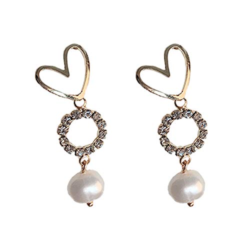 Preisvergleich Produktbild Fxqerding Temperament Einfache Persönlichkeit Lange Süßwasser Anhänger Runde Liebe Ohrringe Für Frauen