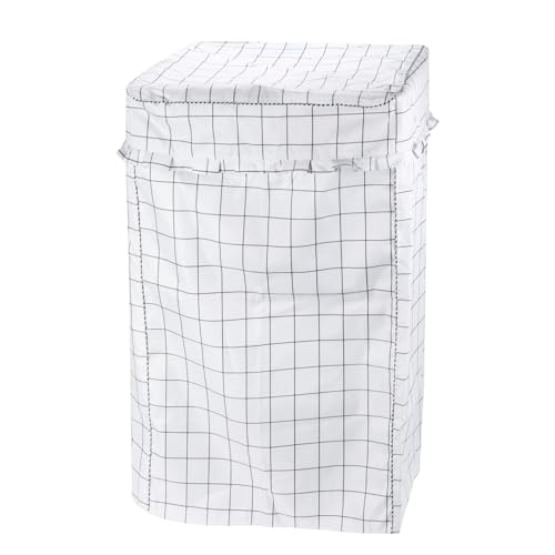 sourcing map Top Load Washer Cover, Portable Washing Machine Cover, 24Wx25Dx39H Inch(XL Size) White Grid Waterproof Cover for Washer