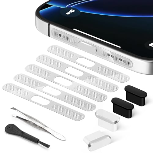 USB C Dust Plug, USB C Port Cover, Type C Charging Port Plug Cover with Speaker Dust Cover, Phone Accessories for iPhone 17 Pro Max, Silver