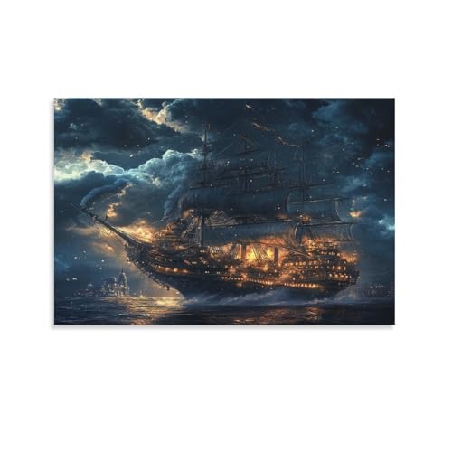 Voilier murale décoration de salon sur toile premium format 50x75cm poster marine