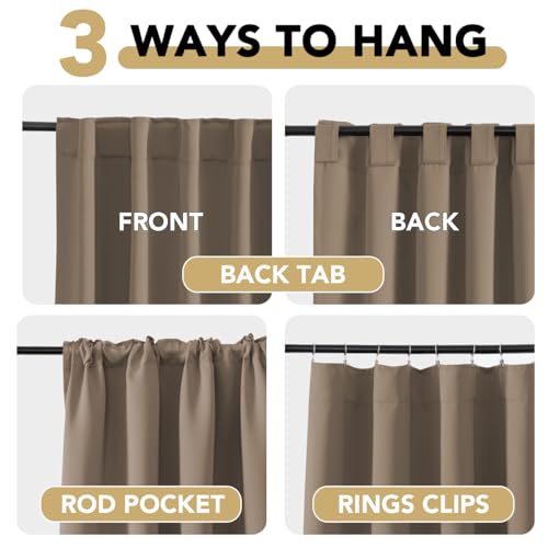 Image of H.VERSAILTEX Blackout Curtains Thermal Insulated Window Treatment Panels Room Darkening Blackout Drapes for Living Room Back Tab /Rod Pocket Bedroom Draperies (2 Panels, Macchiato, 52 x 63 Inch)