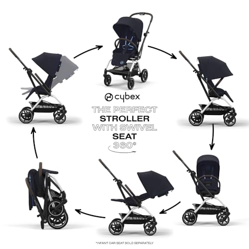 Image of CYBEX Eezy S Twist +2 V2 Baby Stroller with 360 Rotating Seat for Infants 6 Months and Up - Compatible with CYBEX Car Seats, Dark Blue