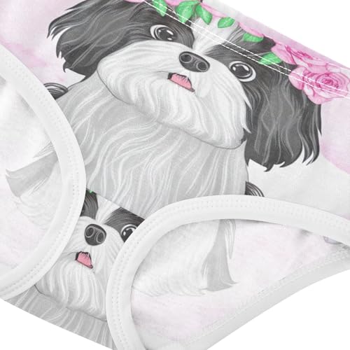 Girls Underwear Toddlers 2t Cotton Little Girl Panties Pattern Briefs Kids Undies Cute Cartoon Shih Tzu Dogs Pink4