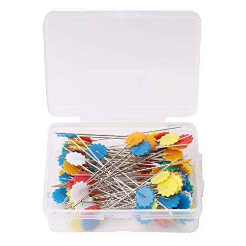 image for pengxiaomei 200 Pieces Flat Head Straight Pins, Flower Head Sewing Pin