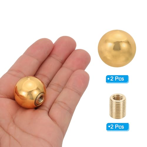 Image of PATIKIL 25mm Ball Lamp Finials Caps Knob, 2 Set Lamp Shade Decoration, Gold Tone