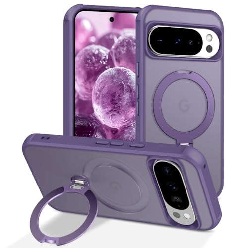Coque Pixel 10 Pro silicone rigide violet avec étui anneau support antichoc