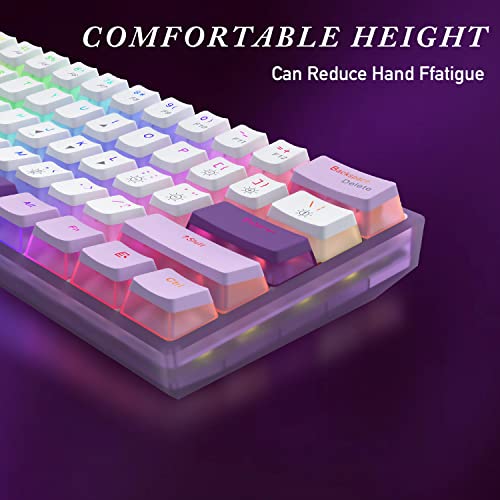 Womier Wk61 Purple Keyboard - 60% Rgb Mechanical Gaming Keyboard,Hot-Swappable Mini Keyboard W/Pudding Keycaps, Pro Driver/Software Supported - Red Switch(With Silicone Pad) #TOP3